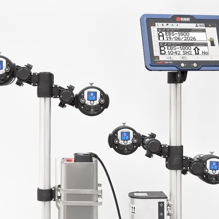 EBS-1800 configured with four cascaded printheads (A, B, C, D) on one controller