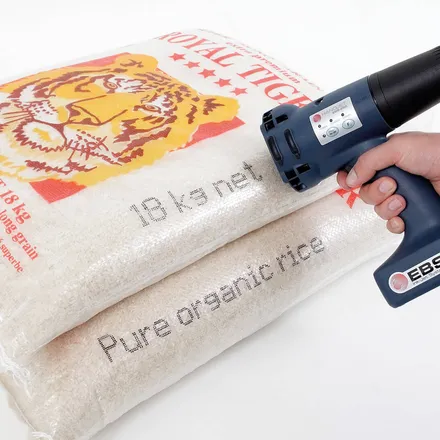 Handjet EBS-250 printing on soft woven sacks