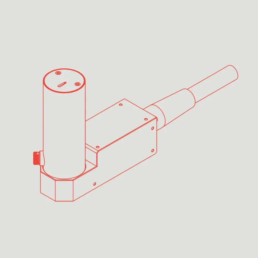EBS CIJ angular 90° printhead, line drawing