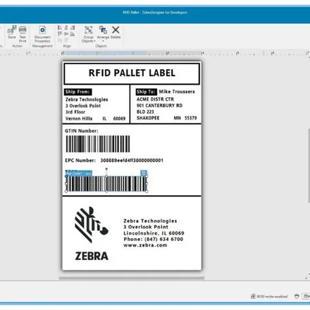 ZebraDesigner for Developers 3 template screen