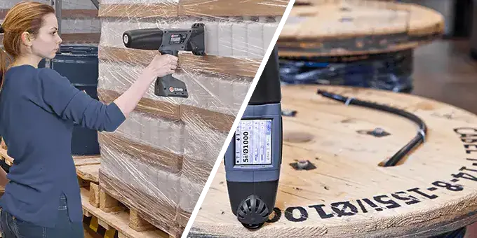 Pallet being coded before it leaves the warehouse